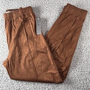 Tractr High Rise Brown "Suede" Pull On‎ Elastic Waist And Hem Jogger Sz 6/28 NWT